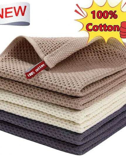 Sustainable Cotton Cleaning Cloths - Set of 5 Ultra-Absorbent Kitchen Towels