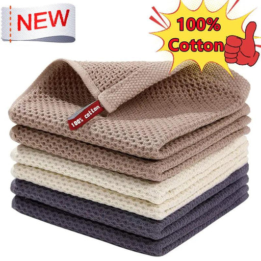 Sustainable Cotton Cleaning Cloths - Set of 5 Ultra-Absorbent Kitchen Towels