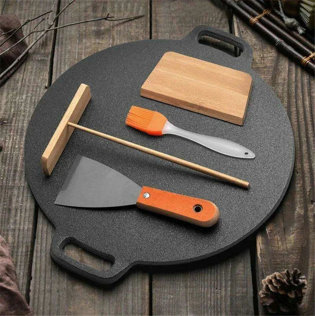 Multi-Functional Non-Stick Cast Iron Pancake Skillet with Textured Surface