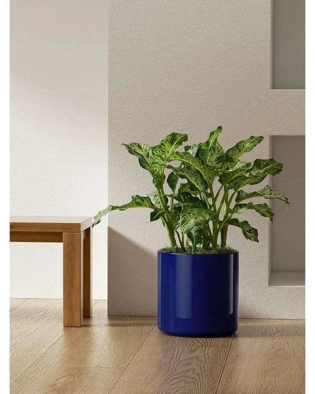 Elegant 12-Inch Blue Ceramic Planter with Enhanced Drainage System
