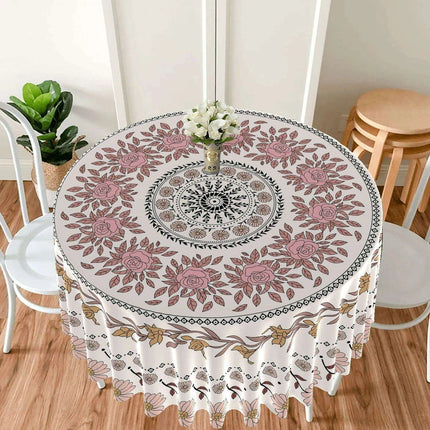 Chic 63-Inch Waterproof Dining Tablecloth: Wrinkle-Free Polyester Elegance