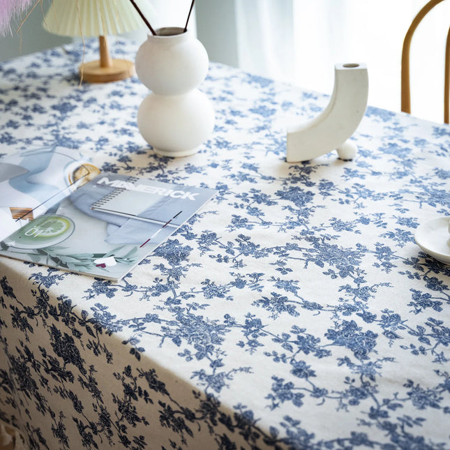 Floral Lace Trim Tablecloth | Elegant Rectangular Table Cover