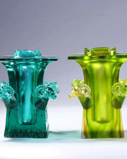 Exquisite Crystal Jewelry Box with Elegant Four Goat Zun Lid