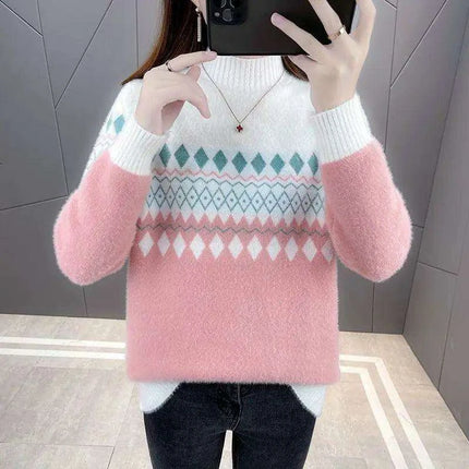 Korean-Inspired Luxe Knit Pullover Sweater - Chic Winter Fashion for Women