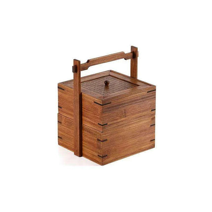 Vintage Artisan Wooden Fruit Holder with Chic Lid and Dividers | Timeless Style