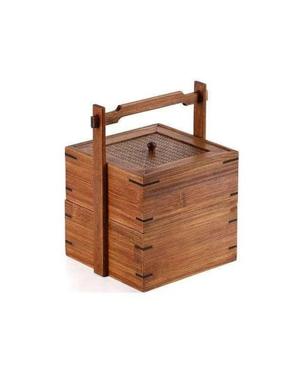 Vintage Artisan Wooden Fruit Holder with Chic Lid and Dividers | Timeless Style