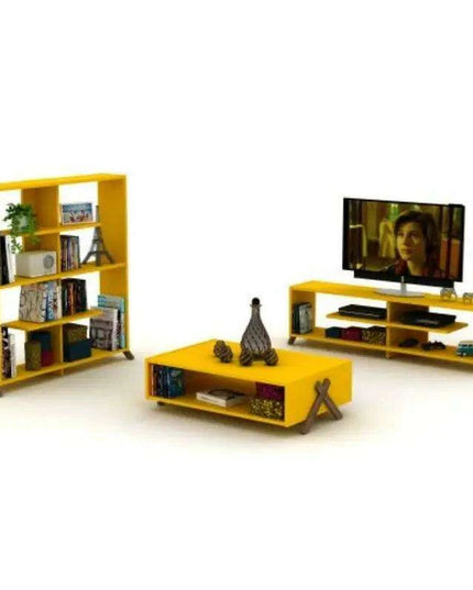 Modern 57-Inch Walnut TV Console with Open Storage and Retro Legs