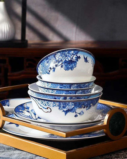 Elegant Blue and White Porcelain Dining Collection: Elevate Your Dining Experience with Timeless Charm