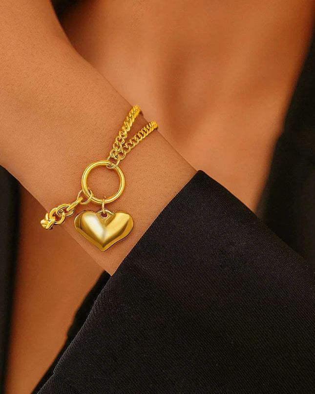 Baroque Gothic Heart Stainless Steel Couple Bracelets - Timeless Love Tokens for Him and Her