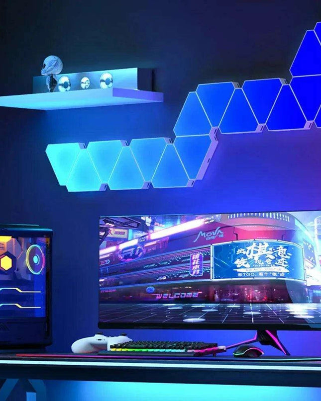 Triangular RGB Smart LED Wall Light Kit - Customizable App-Controlled Lamp