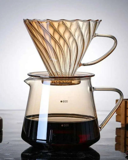 Stylish Borosilicate Glass Coffee Brewing Kit with Precision V-Funnel - Available in 300ml and 600ml Sizes