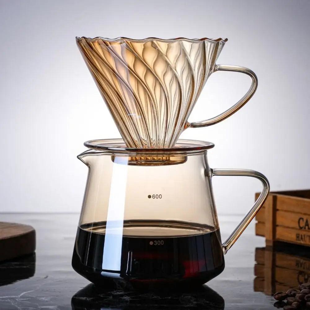 Stylish Borosilicate Glass Coffee Brewing Kit with Precision V-Funnel - Available in 300ml and 600ml Sizes