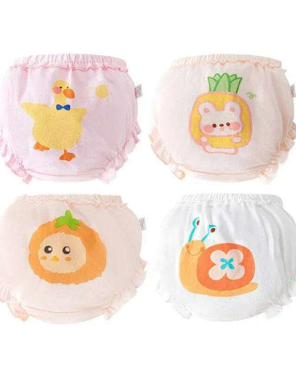 4-Pack Soft Cotton Cartoon Underwear for Baby Girls, Breathable Kids Panties for Ages 1.5-5 Years