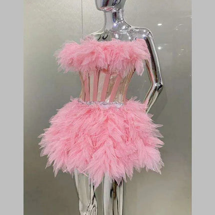 Charming Pink Lace-Up Mini Dress - Perfect for Celebrations and Events