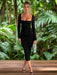 Elegant Long Sleeve Black Midi Dress with Ruched Detailing - The Ultimate Women’s Wardrobe Staple