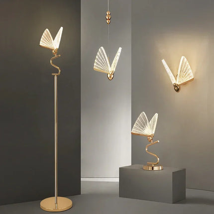 Butterfly Iron Art Lamp — Table & Floor, Luxury Crystal Design