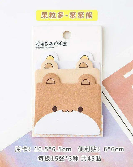 Adorable Kawaii 3-Layer Sticky Notes Collection - Fun Memo Pad with 45 Sheets