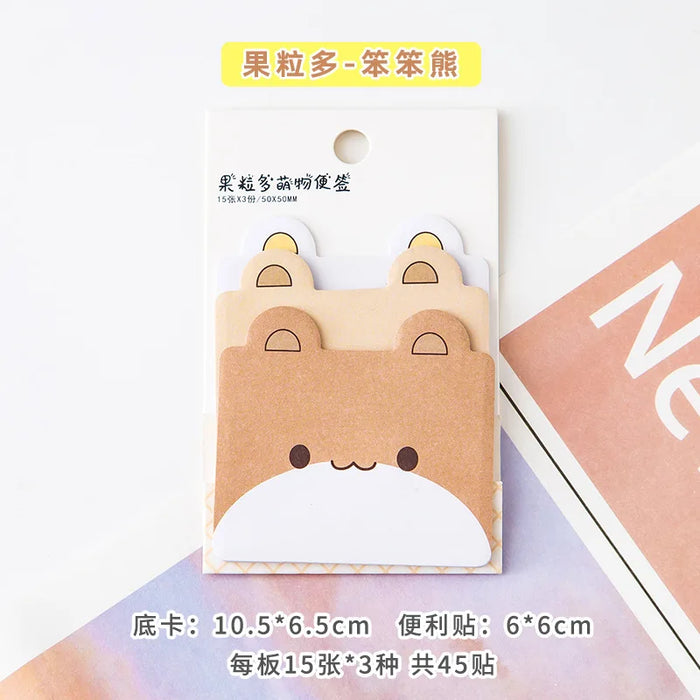 Kawaii 3-Layer Sticky Notes Set - Cute Memo Pad with 45 Sheets