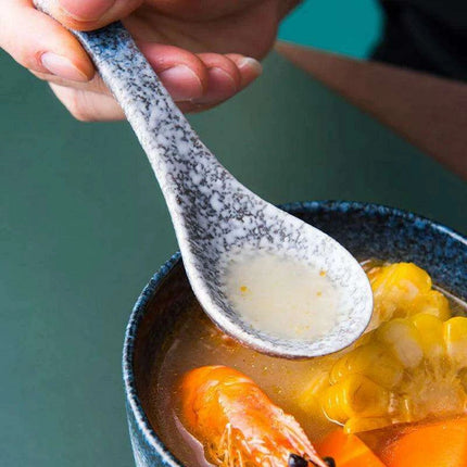Chic Japanese Ceramic Soup Spoon - A Fusion of Style and Function for Culinary Enjoyment