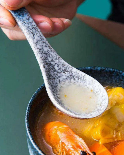 Chic Japanese Ceramic Soup Spoon - A Fusion of Style and Function for Culinary Enjoyment