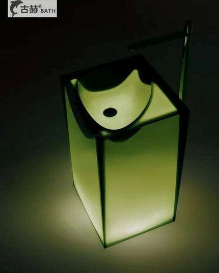 Blue Illumination Floor-Standing Washbasin