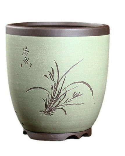 Elegant Purple Sand Bonsai Pot Set for Clivia Plants