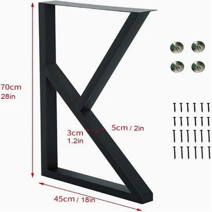 European Stores Wrought Iron Modern Table Legs with Bookshelf Compartm