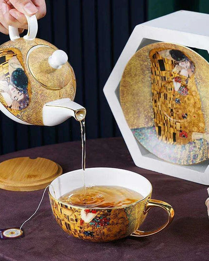 Regal Elegance: European Aristocracy Inspired Fine Bone China Tea Set with Exquisite Lady's Portrait