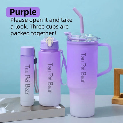 Shop1103833289 40oz Gradient Color Portable Cup Set with Straw, 3-Piec