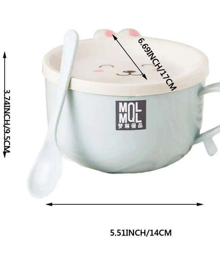 Adorable Double-Layer Noodle Bowl with Playful Rabbit Design - A Must-Have for Fun Dining Experiences!