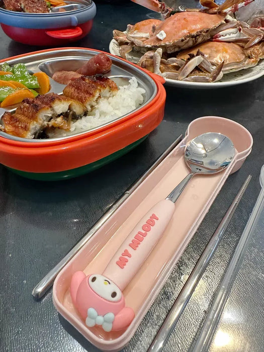 Hello Kitty and Cinnamoroll Stainless Steel Children's Utensil Set for Eco-Friendly Dining