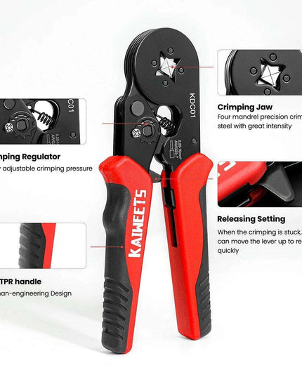 Precision Adjustable Crimping Tool Set with Quick Release Mechanism for Versatile Ferrules
