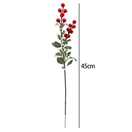 Artificial Red Berry Picks with Frosted-Look Leaves, 45 cm, Set of 5