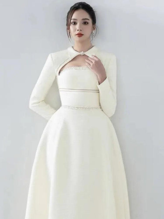 Elegant Strapless Cut-Out Evening Gown with Luxurious Diamond Details