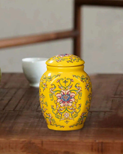 Hand-Painted Porcelain Floral Vase Jar - Stylish Tea Storage and Home Decor Piece