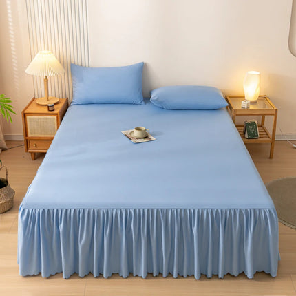 Soft Bed Skirt with Reactive Print - Breathable Mattress Cover, 12 Colors