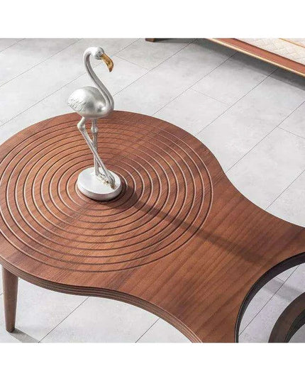 Stylish Walnut Veneer Coffee Table Collection with Chic Smoked Glass Top