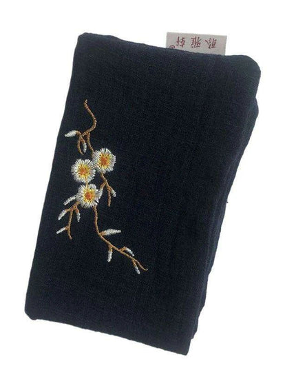 Elegant Japanese Matcha Tea Towel Set with Bamboo Whisk and Floral Design