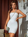 Stunning One-Shoulder Crystal Diamonds White Mini Bandage Dress