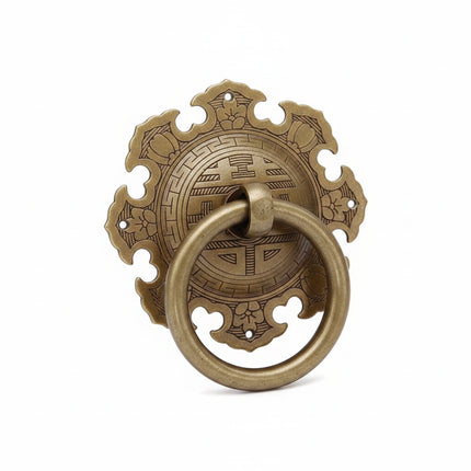 Brass No-Drill Drawer Pull Small Vintage Circle Ring Handle for Furnit