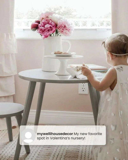 Kids' Artistic Play Wooden Table and Chair Set - Safe Certified Modern Grey Design