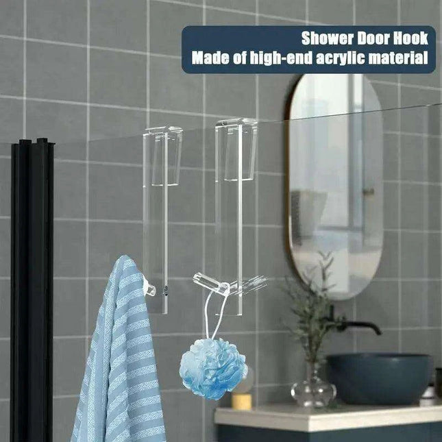 Frameless Acrylic Shower Door Organizer - Effortless Installation with No Drills Required