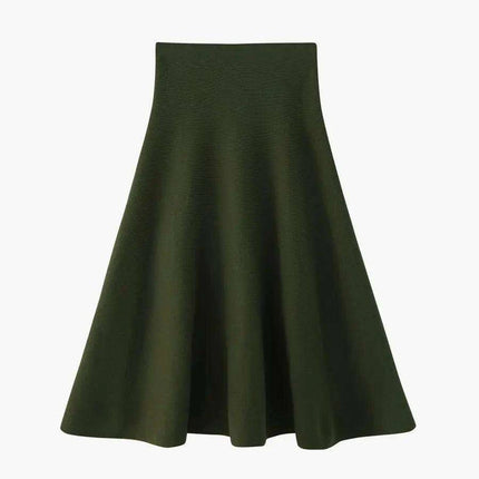 Knitted Top and Knee-Length Skirt Ensemble for Women - Autumn/Winter Style