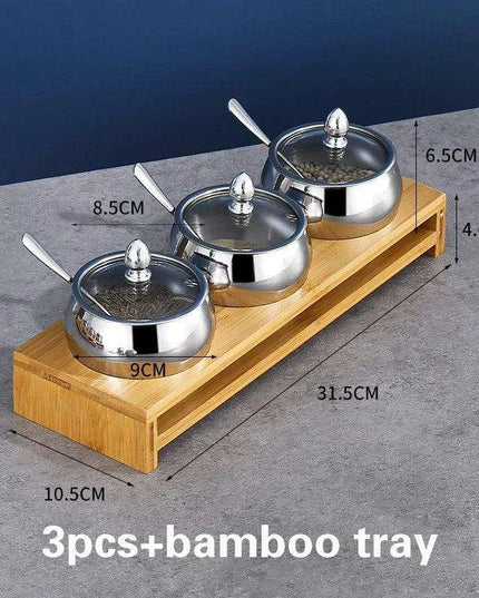 Stainless Steel Spice Storage and Oil Sprayer Set - Essential Organizer for Culinary Lovers