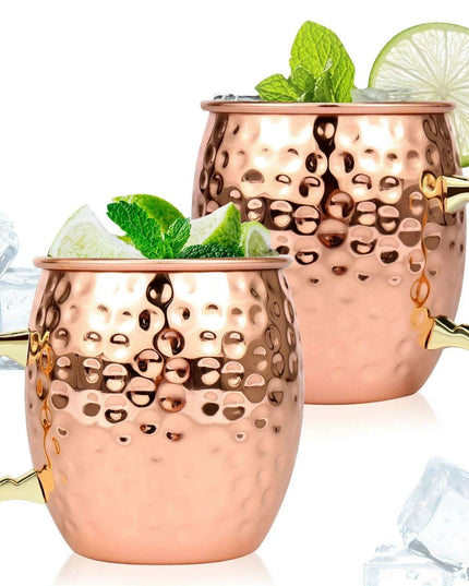 Elegant Rose Gold Handcrafted Moscow Mule Mugs - Premium 16oz Stainless Steel Drinkware
