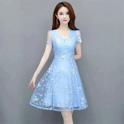 Stylish Plus Size 4XL V-Neck A-Line Mini Dress with Short Sleeves - Must-Have Summer Fashion for Casual Outings