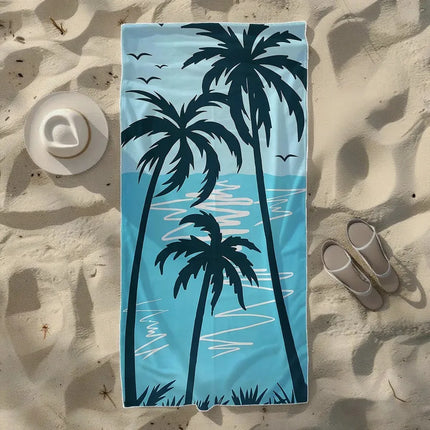 A20MaoX Blue Tone Palm Tree Beach Towel - Soft Quick-Dry Microfiber