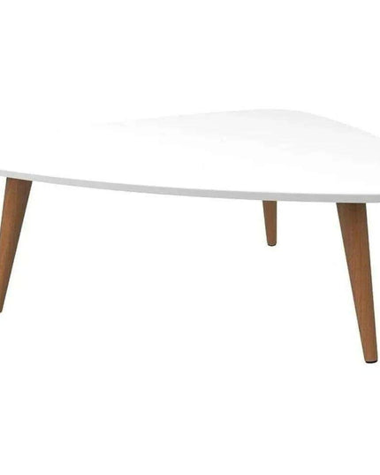 Chic Triangular White Gloss Coffee Table Set for Contemporary Living and Dining Areas