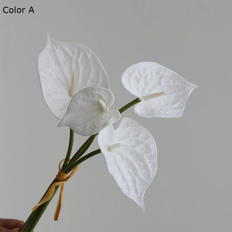 Bling Bling Case Luxury 4Pcs Real Touch White Anthurium Flowers