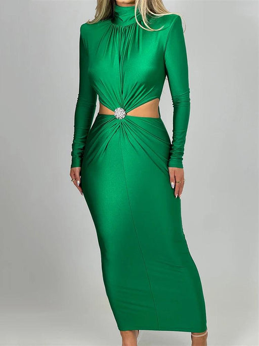 Chic Cut-Out Turtleneck Maxi Dress for Women - The Ultimate Autumn and Winter Fashion Statement